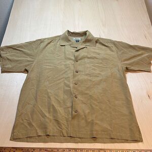 Relaxed Mustard yellow Tommy Bahama silk button down shirt Men's size L‎